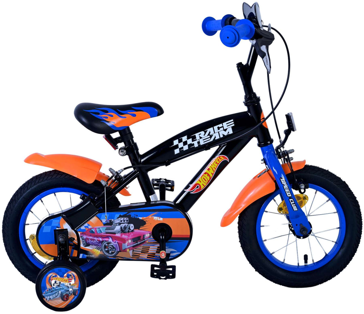 Hot Wheels Kinderfiets - Jongens 12 inch - Zwart Oranje Blauw - Twee handremmen