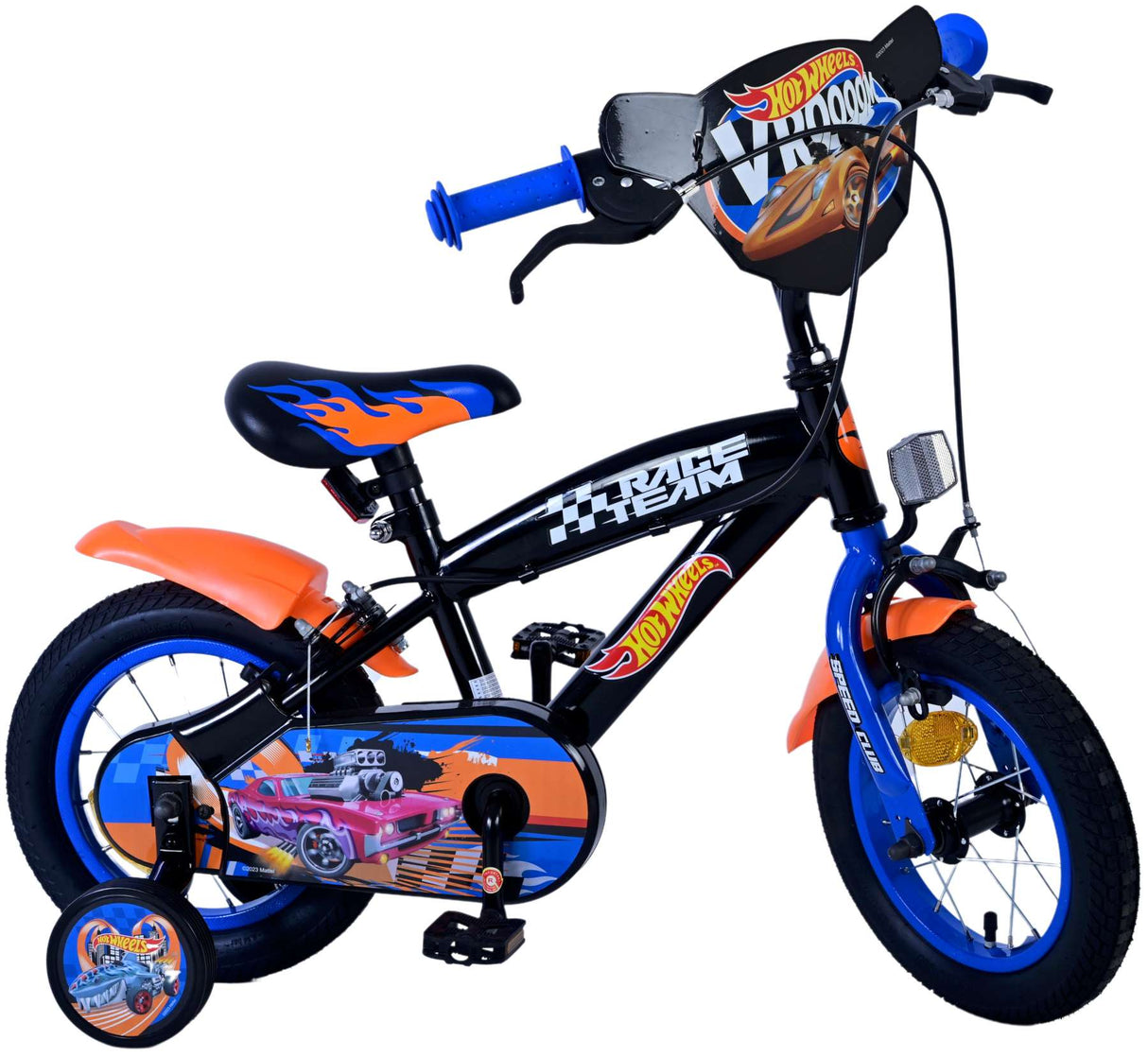 Hot Wheels Kinderfiets - Jongens 12 inch - Zwart Oranje Blauw - Twee handremmen