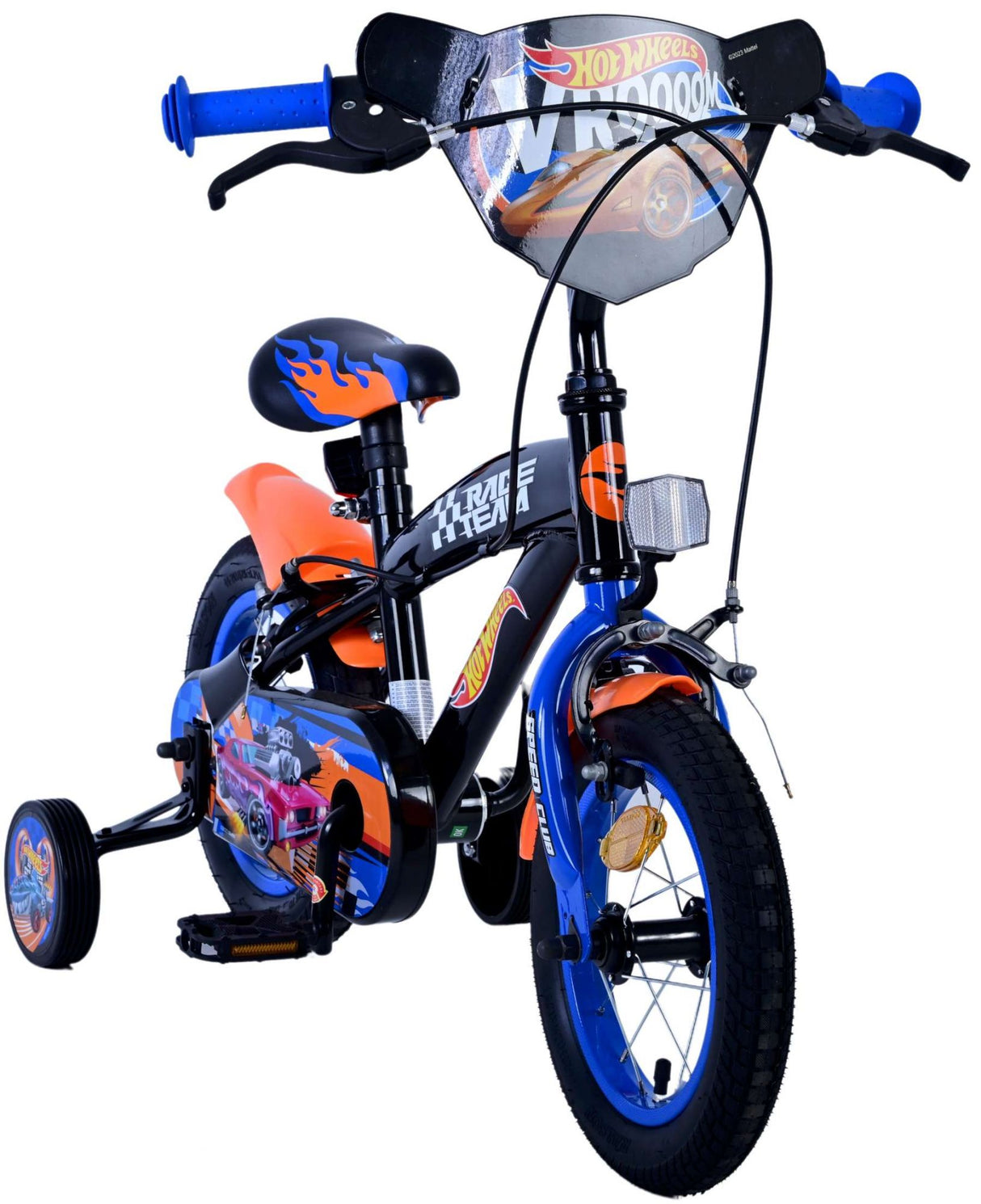 Hot Wheels Kinderfiets - Jongens 12 inch - Zwart Oranje Blauw - Twee handremmen