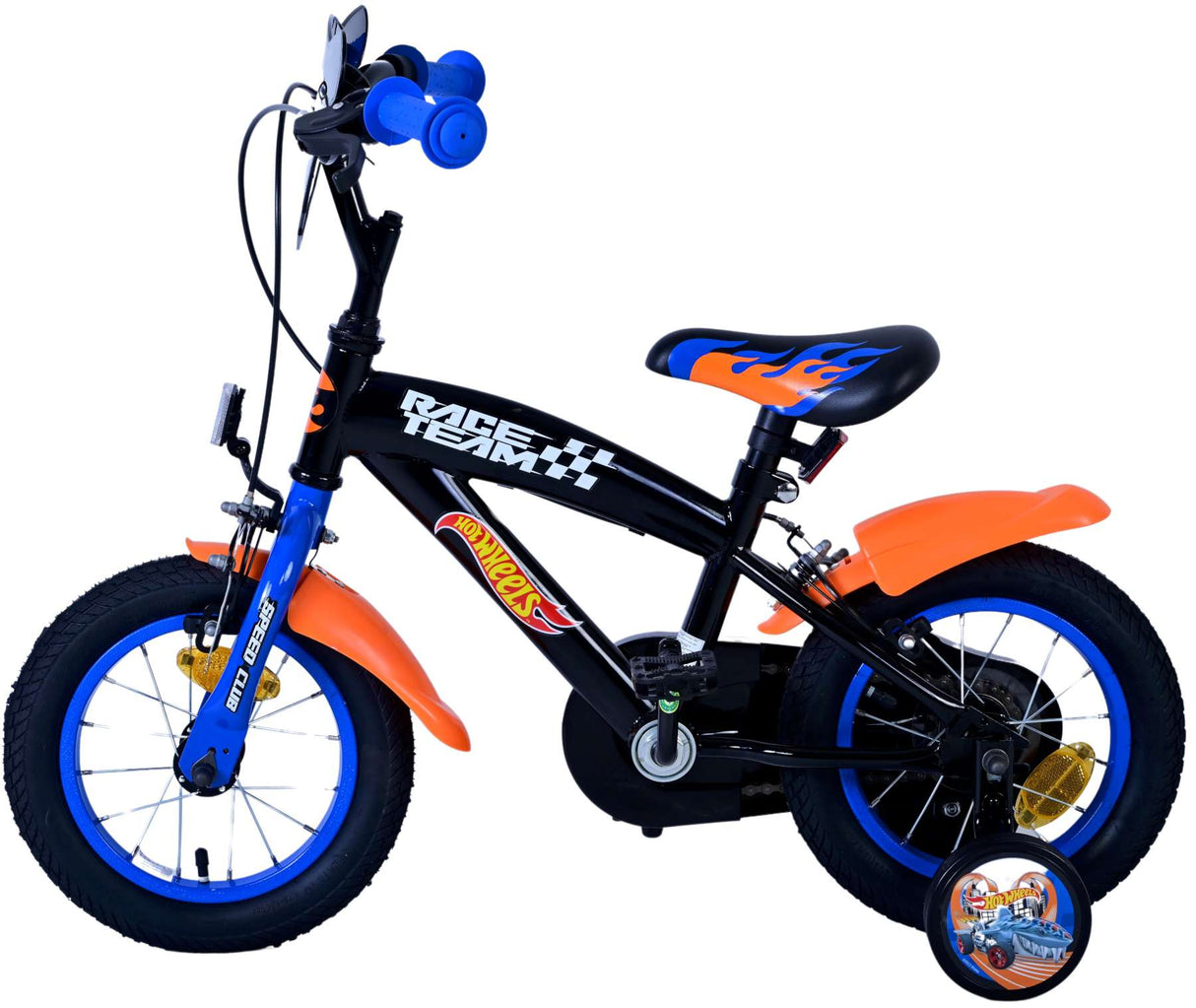 Hot Wheels Kinderfiets - Jongens 12 inch - Zwart Oranje Blauw - Twee handremmen