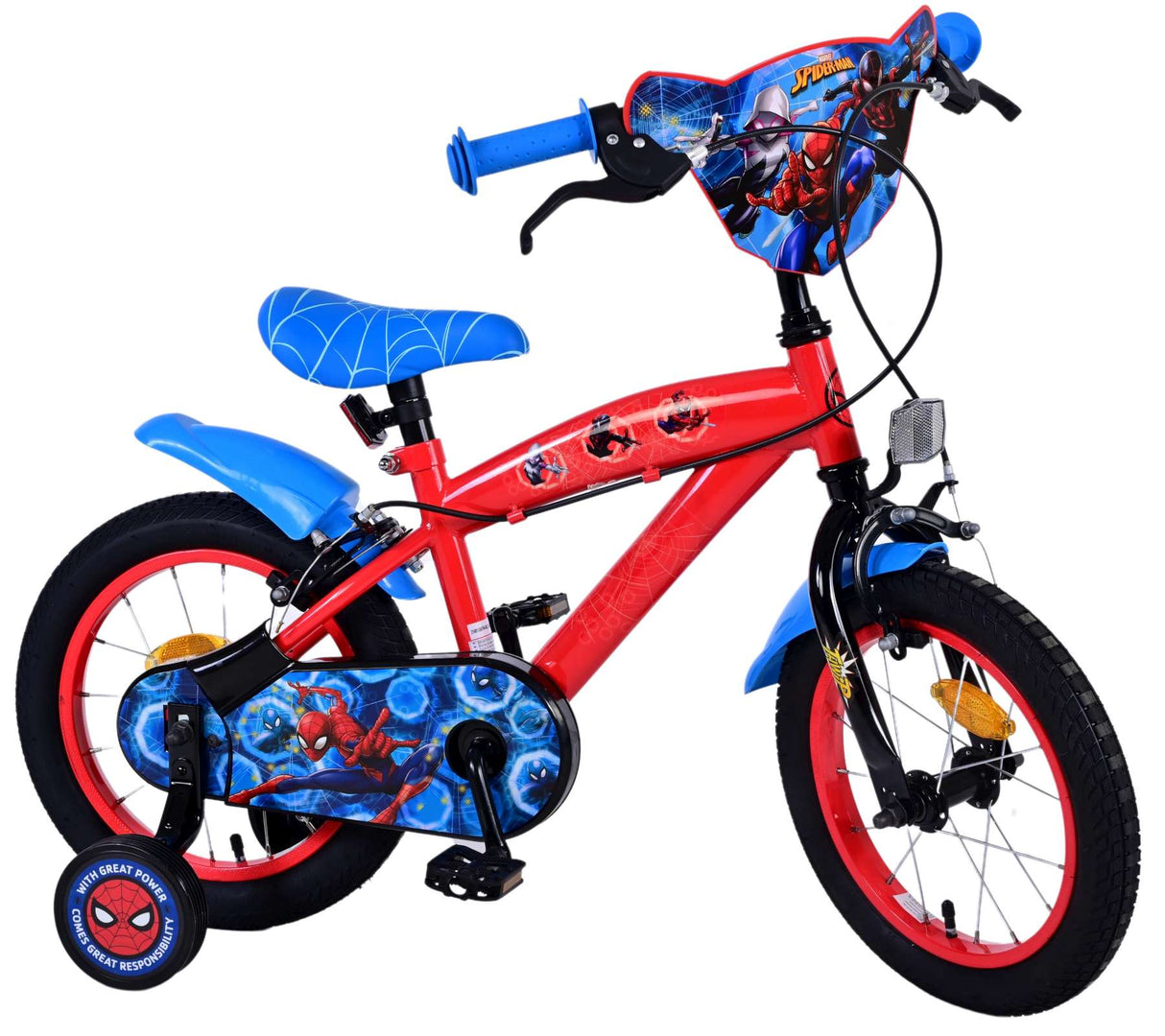 Spider Man Jongens fiets 14 inch Blauw-Rood Twee handremmen
