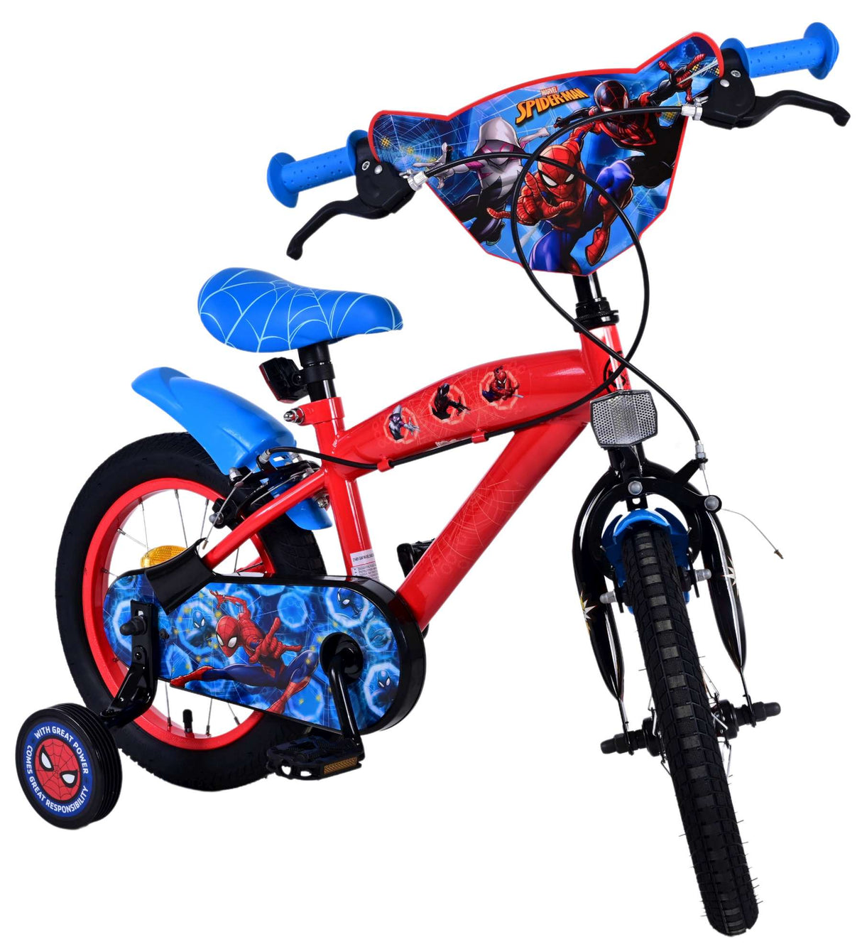 Spider Man Jongens fiets 14 inch Blauw-Rood Twee handremmen