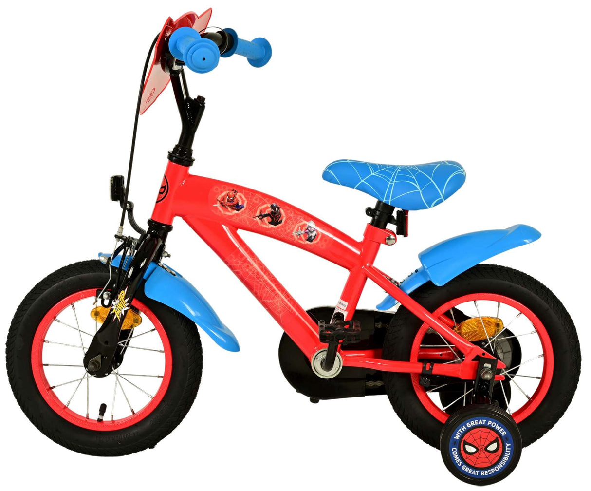 Spider Man Kinderfiets Jongens 12 inch Blauw-Rood