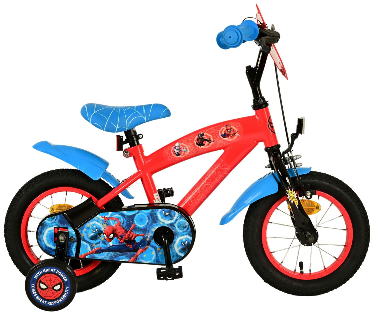 Spider Man Kinderfiets Jongens 12 inch Blauw-Rood