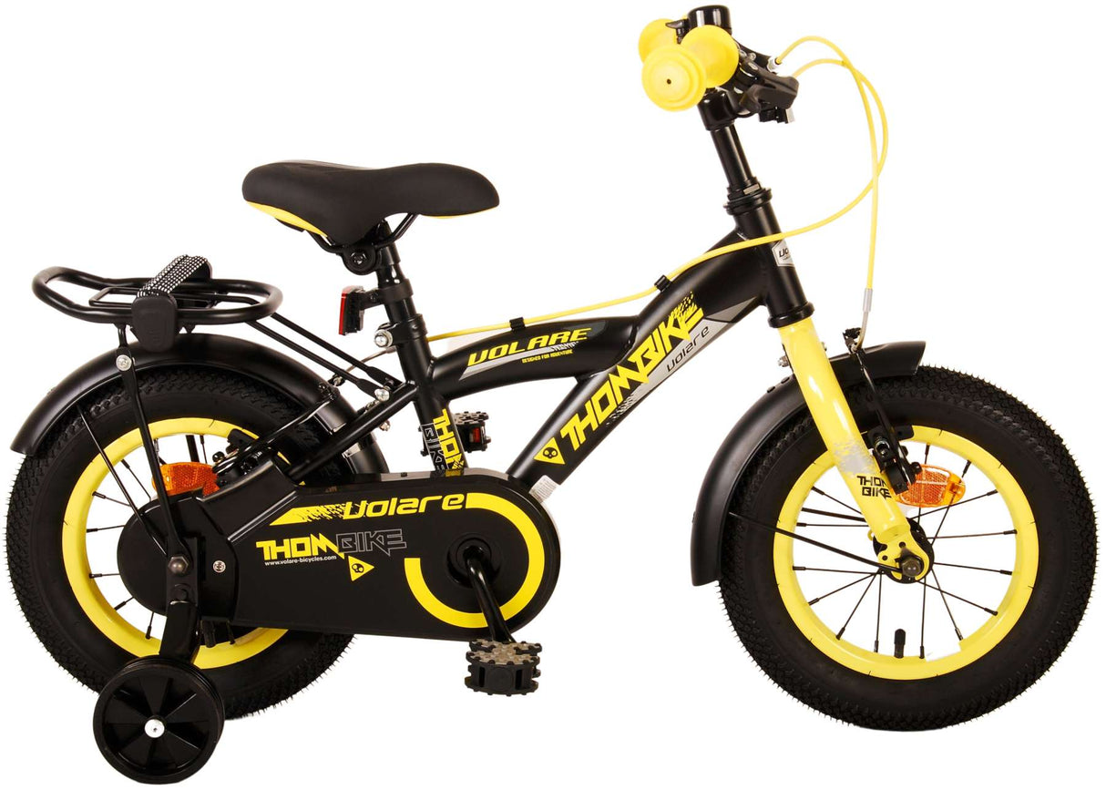 Volare Thombike Kinderfiets - Jongens 12 inch - Zwart Geel - Twee Handremmen