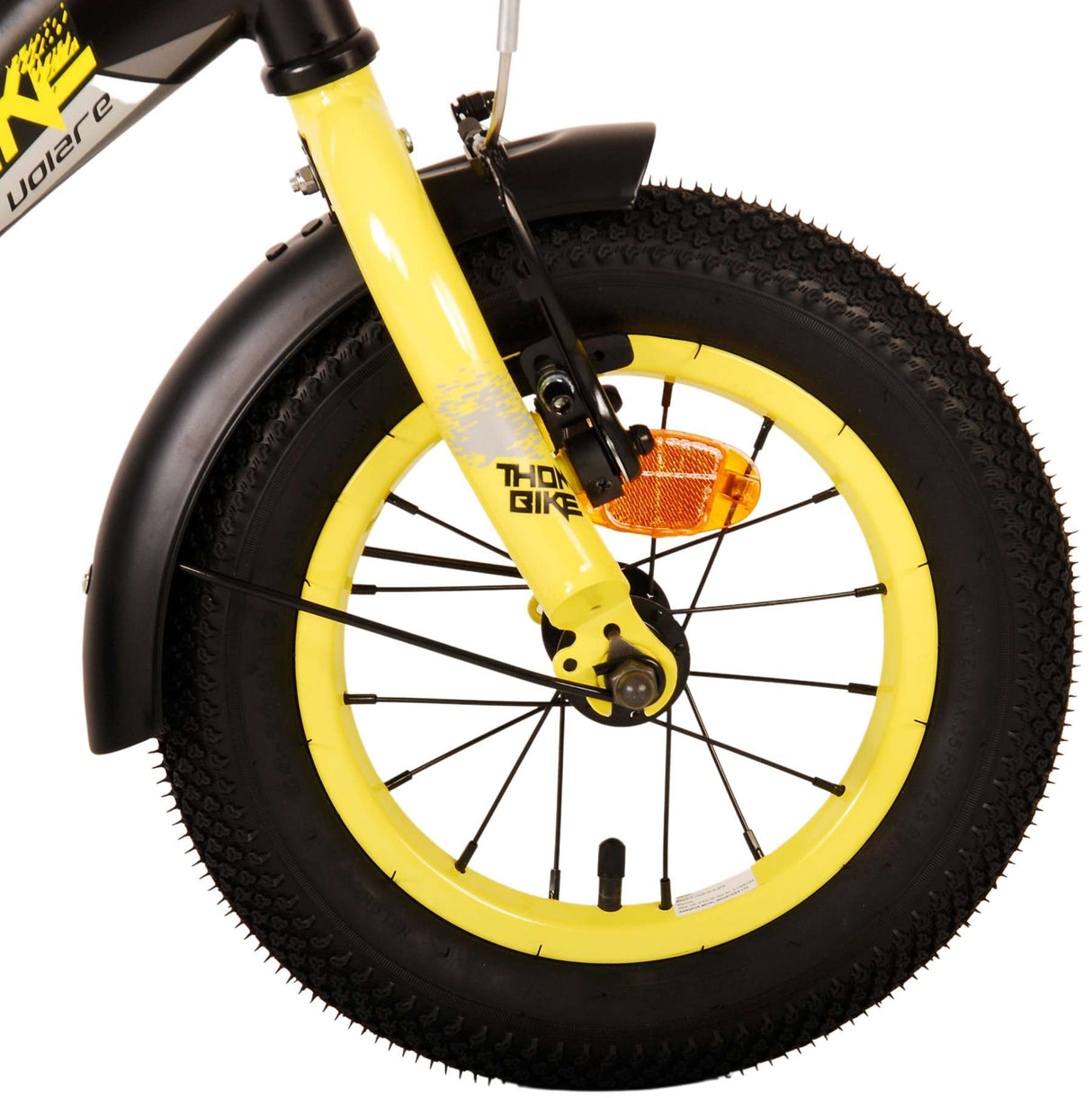 Volare Thombike Kinderfiets - Jongens 12 inch - Zwart Geel - Twee Handremmen
