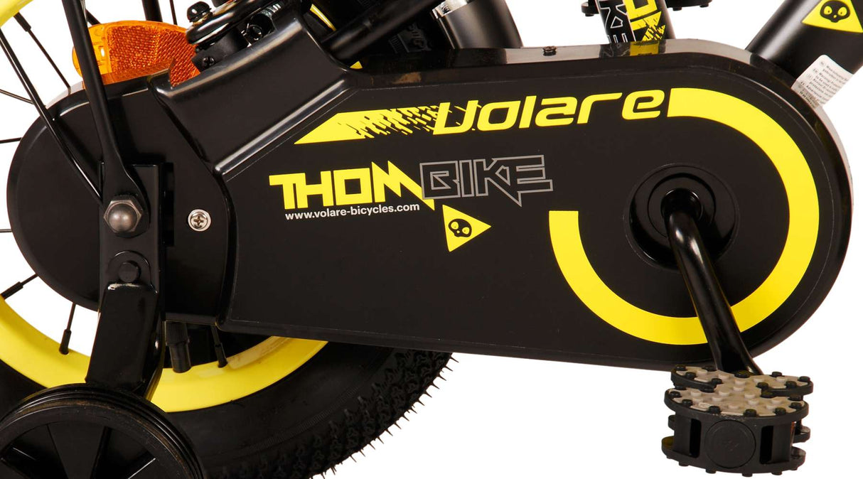 Volare Thombike Kinderfiets - Jongens 12 inch - Zwart Geel - Twee Handremmen