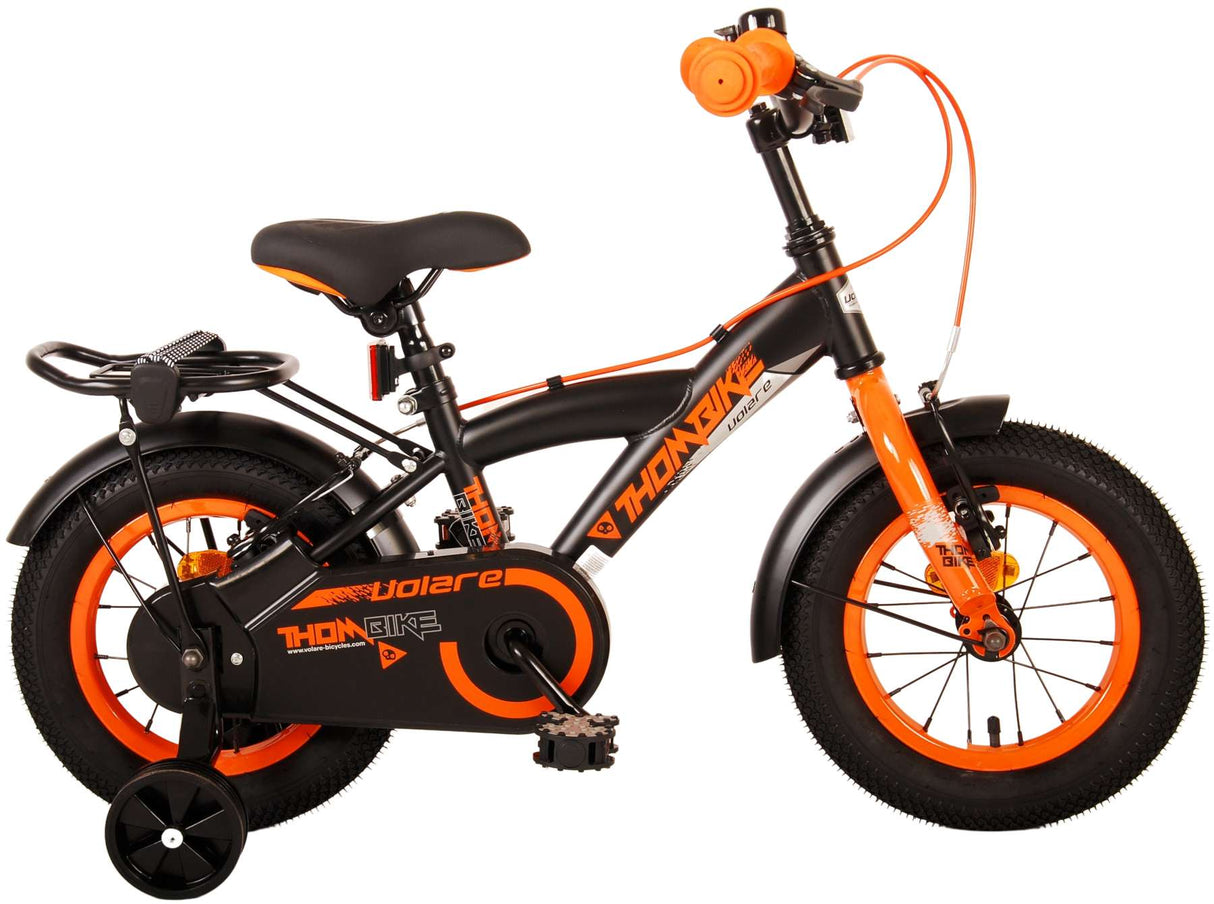 Volare Thombike Kinderfiets - Jongens 12 inch - Zwart Oranje - Twee Handremmen