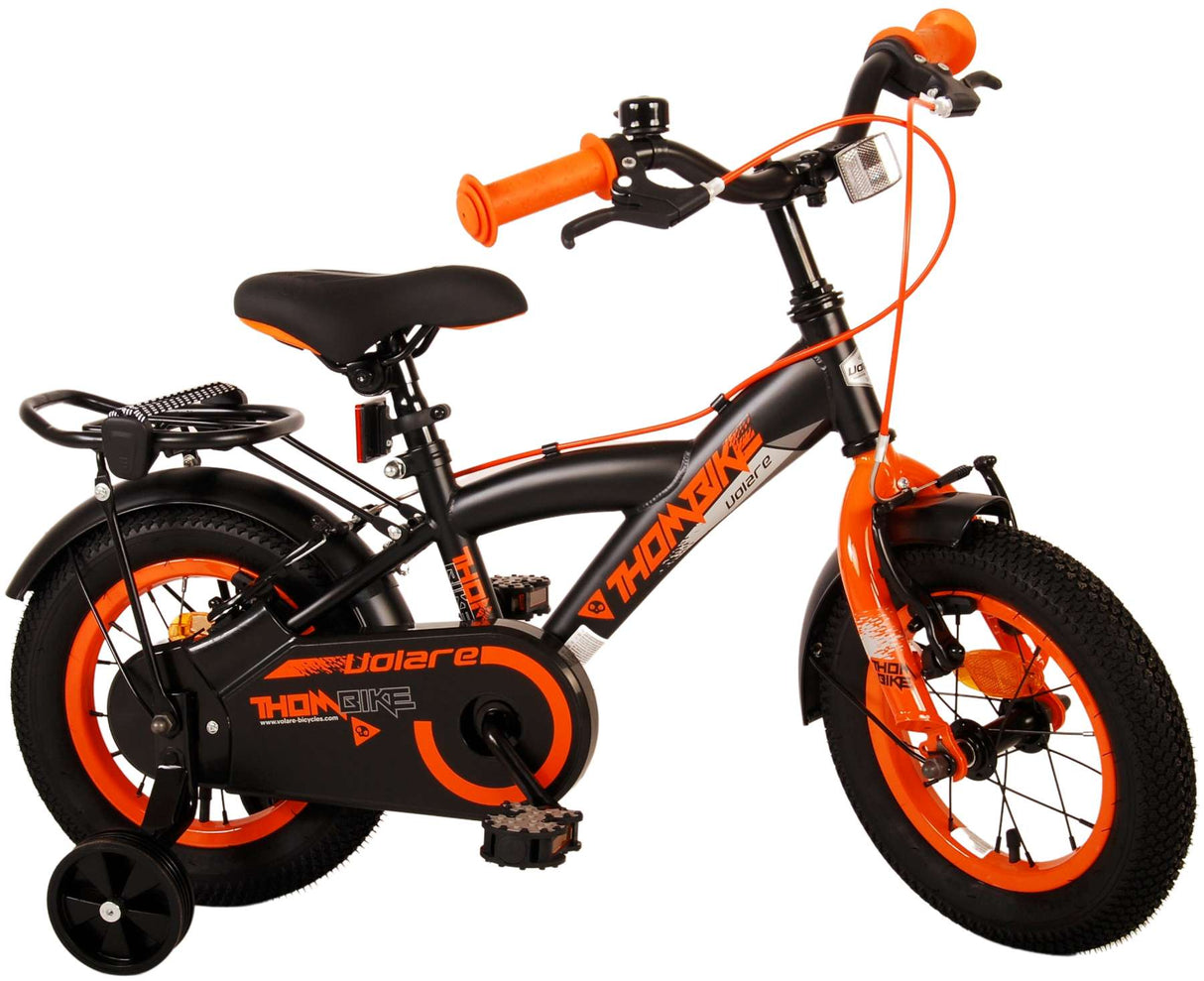 Volare Thombike Kinderfiets - Jongens 12 inch - Zwart Oranje - Twee Handremmen