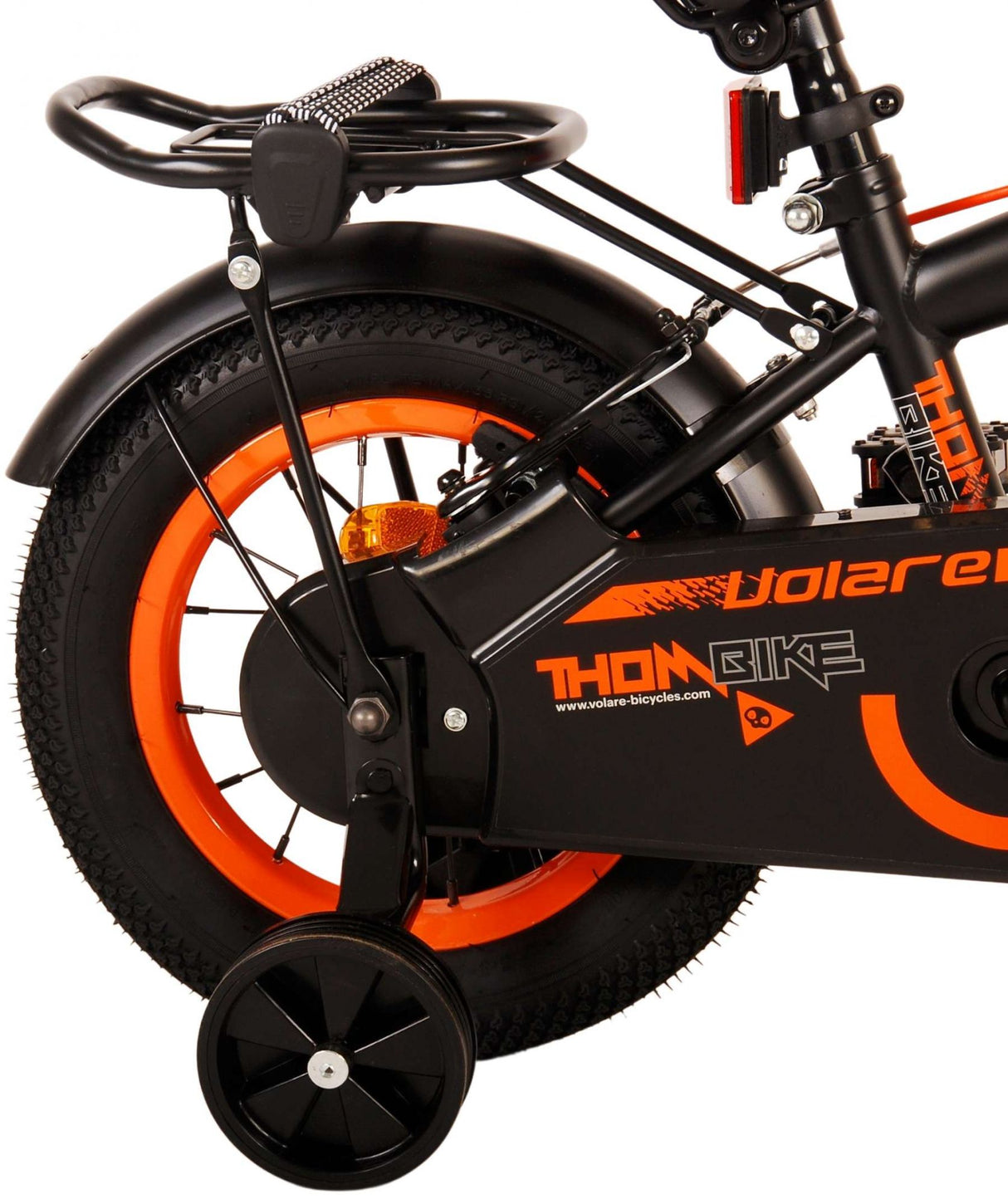Volare Thombike Kinderfiets - Jongens 12 inch - Zwart Oranje - Twee Handremmen