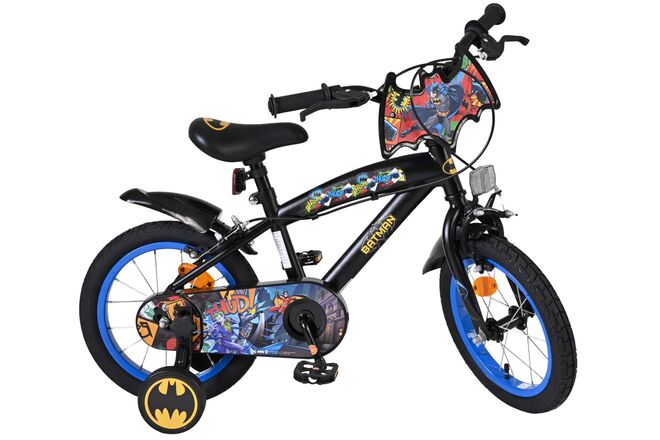 Batman Kinderfiets - Jongens fiets 14 inch - Zwart - Twee handremmen